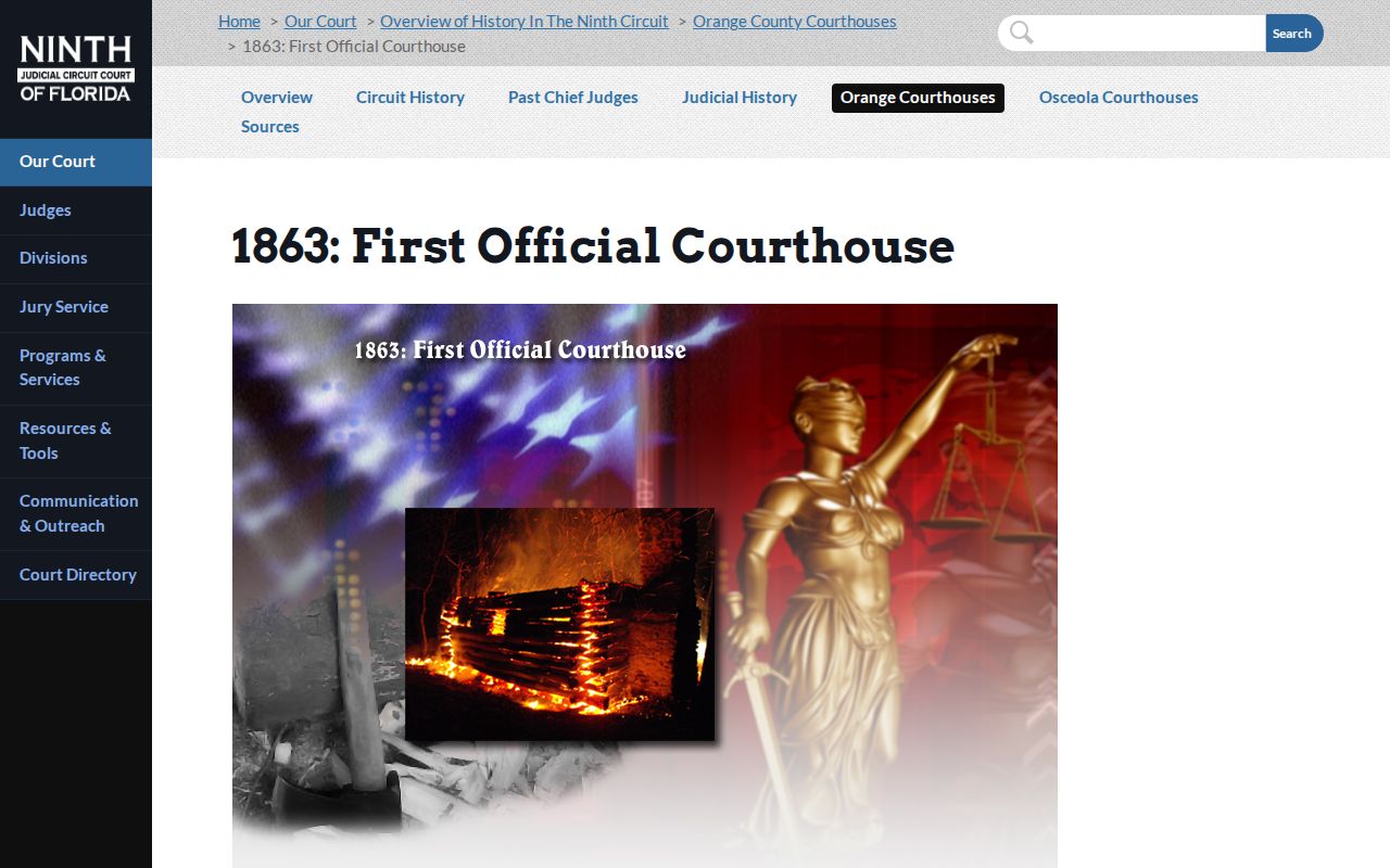 Ninth Judicial Circuit history of the 1868 Orange County courthouse fire