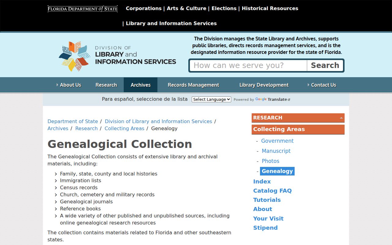Florida State Archives genealogy collections for extending Apopka city directory research