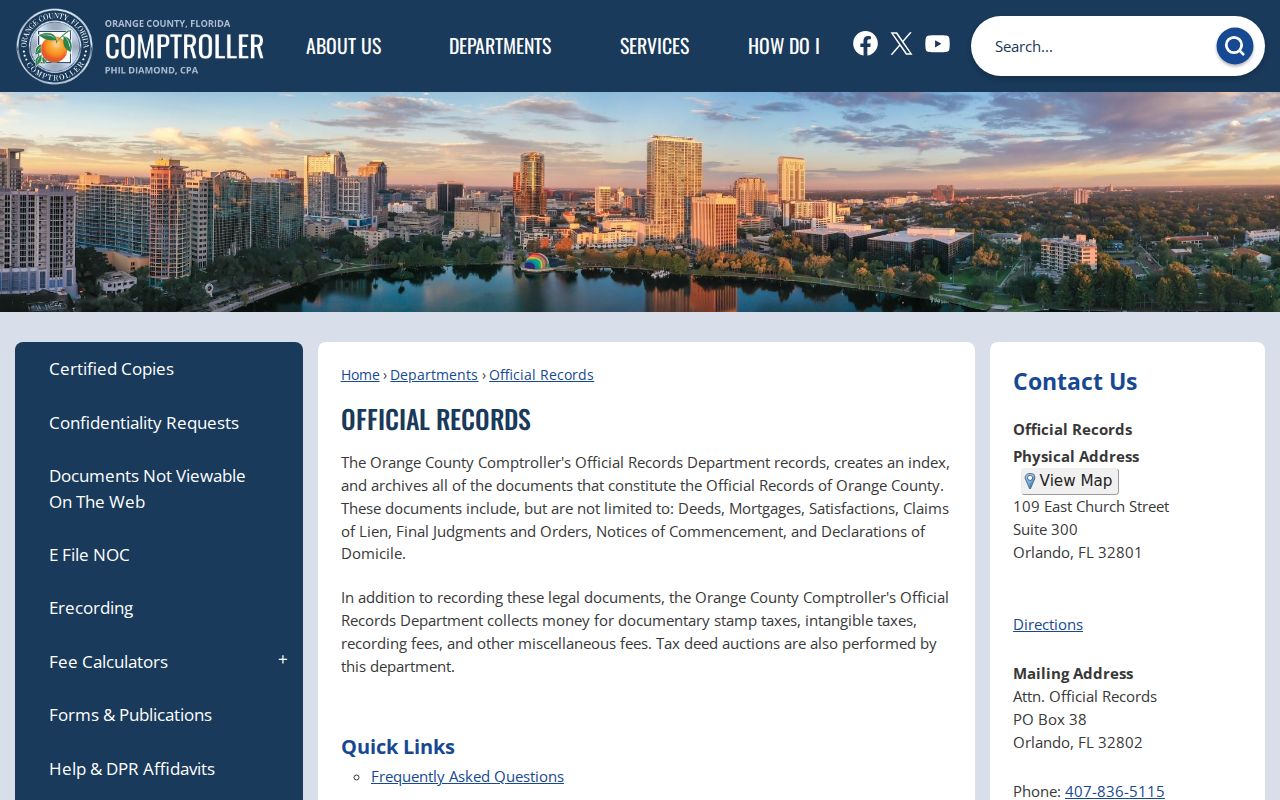 Apopka residents directory Orange County official records overview