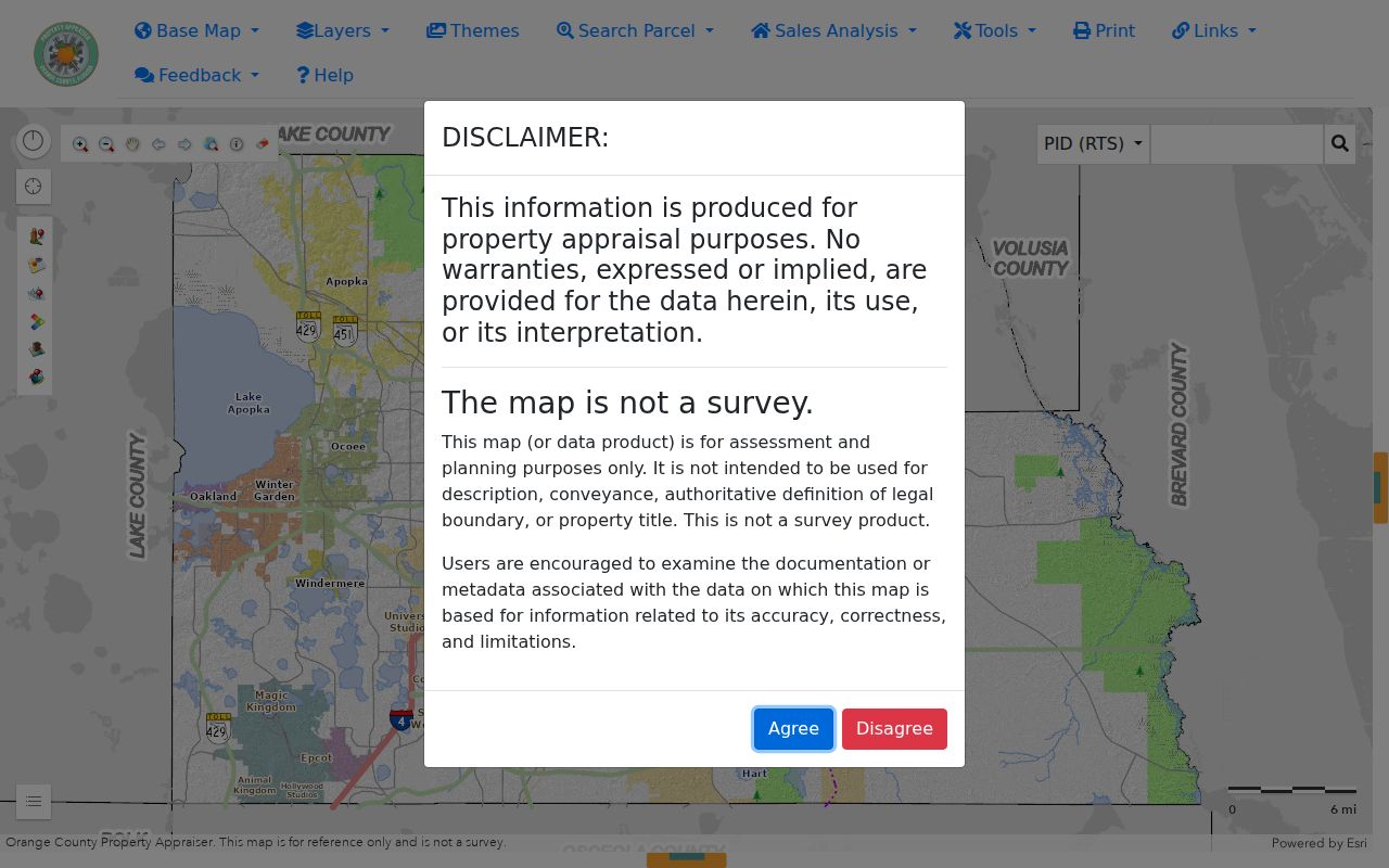 OCPA WebMap parcel tools for an Apopka street directory search