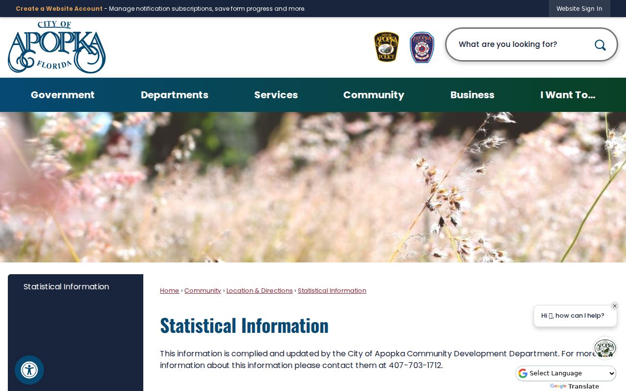 City of Apopka statistical page listing Apopka ZIP codes